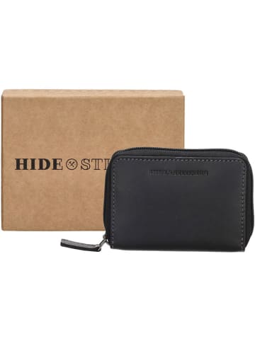 HIDE & STITCHES Skórzany portfel "Japura" w kolorze czarnym - 11 x 8 x 2,5 cm