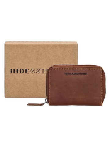 HIDE & STITCHES Skórzany portfel w kolorze jasnobrązowym - 11 x 8 x 2,5 cm