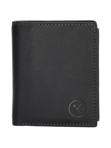 HIDE & STITCHES Leren portemonnee zwart - (B)10 x (H)8 x (D)1,5 cm