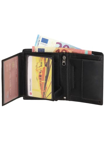 HIDE & STITCHES Leren portemonnee zwart - (B)10 x (H)8 x (D)1,5 cm