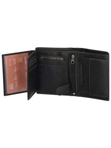 HIDE & STITCHES Leren portemonnee zwart - (B)10 x (H)8 x (D)1,5 cm