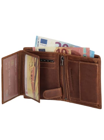 HIDE & STITCHES Skórzany portfel w kolorze jasnobrązowym - 10 x 8 x 1,5 cm