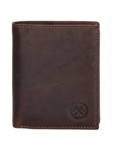 HIDE & STITCHES Skórzany portfel w kolorze brązowym - 10 x 8,5 x 5 cm