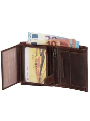 HIDE & STITCHES Leder-Geldbörse in Braun - (B)10 x (H)8 x (T)1,5 cm