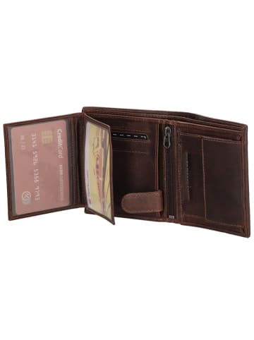 HIDE & STITCHES Leder-Geldbörse in Braun - (B)10 x (H)8 x (T)1,5 cm