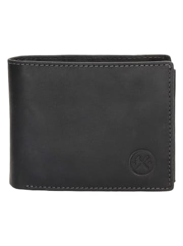 HIDE & STITCHES Leder-Geldbörse in Schwarz - (B)8,5 x (H)10 x (T)1,5 cm
