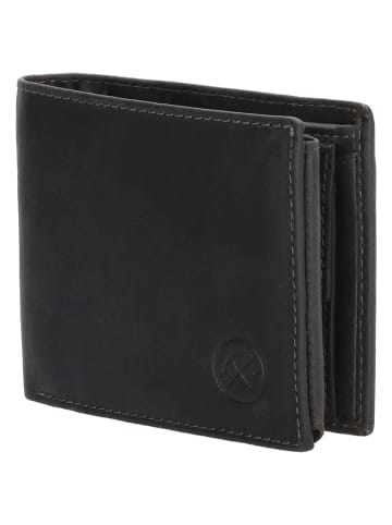 HIDE & STITCHES Leren portemonnee zwart - (B)8,5 x (H)10 x (D)1,5 cm