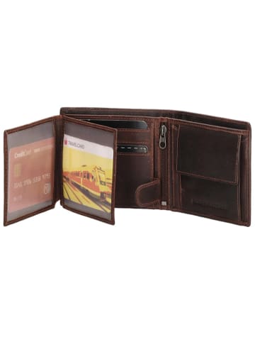 HIDE & STITCHES Skórzany portfel w kolorze brązowym - 8 x 10 x 1,5 cm