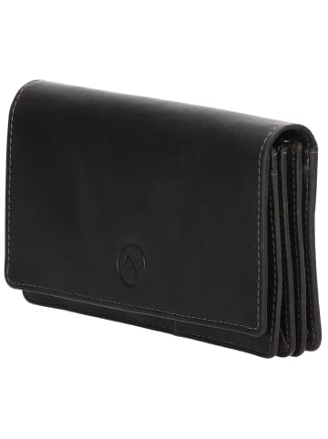 HIDE & STITCHES Skórzany portfel w kolorze czarnym - 15,5 x 8 x 2,5 cm