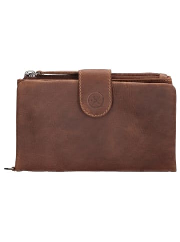 HIDE & STITCHES Leder-Geldbörse in Hellbraun - (B)17 x (H)10 x (T)2 cm