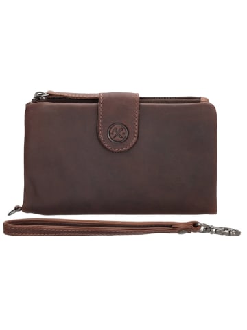 HIDE & STITCHES Leren portemonnee bruin - (B)17 x (H)10 x (D)2 cm