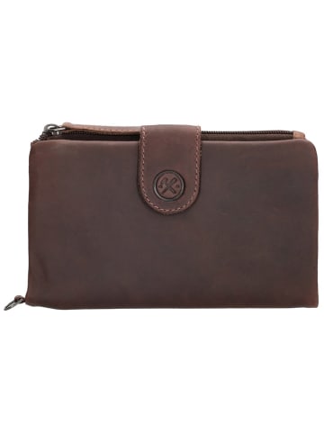 HIDE & STITCHES Leder-Geldbörse in Braun - (B)17 x (H)10 x (T)2 cm