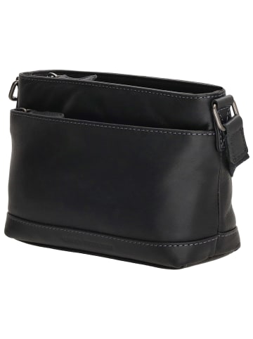 HIDE & STITCHES Leder-Umhängetasche in Schwarz - (B)21,5 x (H)14 x (T)6,5 cm