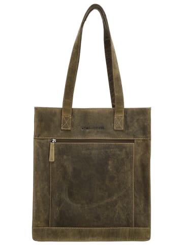 HIDE & STITCHES Skórzana torebka w kolorze khaki - 32 x 36,5 x 10,5 cm