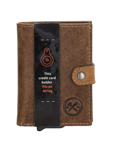 HIDE & STITCHES Leder-Geldbörse in Hellbraun - (B)7,5 x (H)10,5 x (T)1 cm