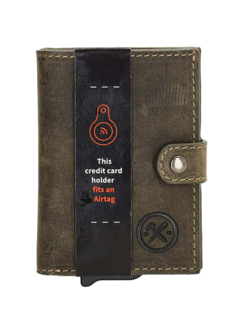 HIDE & STITCHES Leder-Geldbörse in Braun - (B)7,5 x (H)10,5 x (T)1 cm