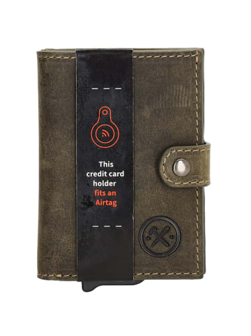 HIDE & STITCHES Skórzany portfel w kolorze brązowym - 7,5 x 10,5 x 1 cm