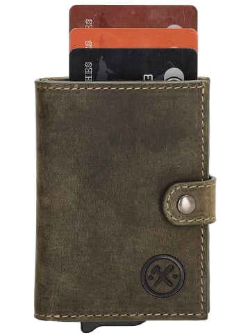 HIDE & STITCHES Leder-Geldbörse in Braun - (B)7,5 x (H)10,5 x (T)1 cm