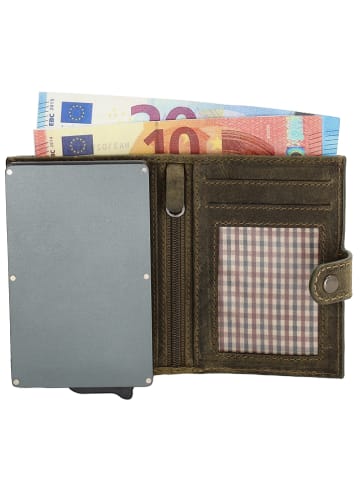 HIDE & STITCHES Leder-Geldbörse in Braun - (B)7,5 x (H)10,5 x (T)1 cm