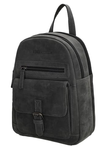 HIDE & STITCHES Leren rugzak zwart - (B)20,5 x (H)28,5 x (D)11 cm