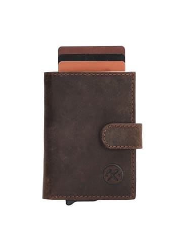 HIDE & STITCHES Skórzany portfel w kolorze brązowym - 8 x 10 x 2 cm