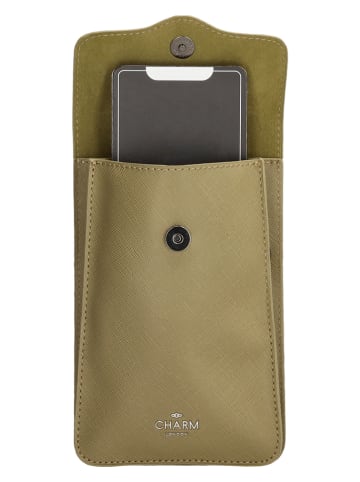 Charm Torebka "Piccadilly" w kolorze oliwkowym na telefon - 12 x 18 x 1 cm