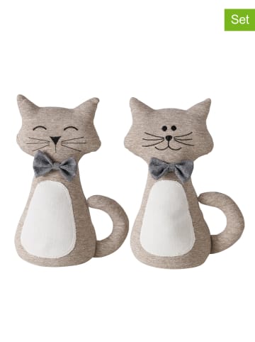 Boltze 2-delige set: deurstoppers "Kitty" lichtbruin - (H)31 cm
