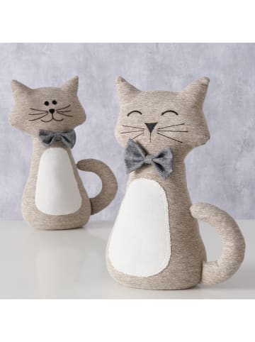 Boltze 2-delige set: deurstoppers "Kitty" lichtbruin - (H)31 cm