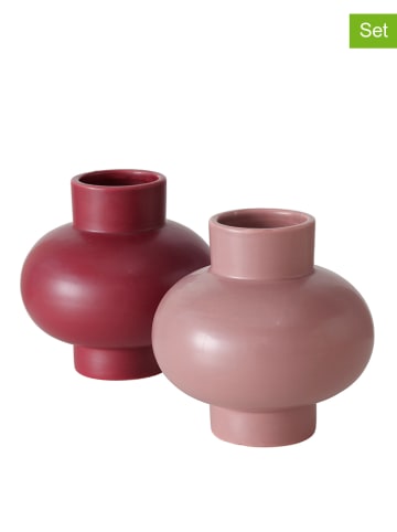 Boltze 2er-Set: Vasen "Burgundy" in Rot/ Rosa - (H)14 cm