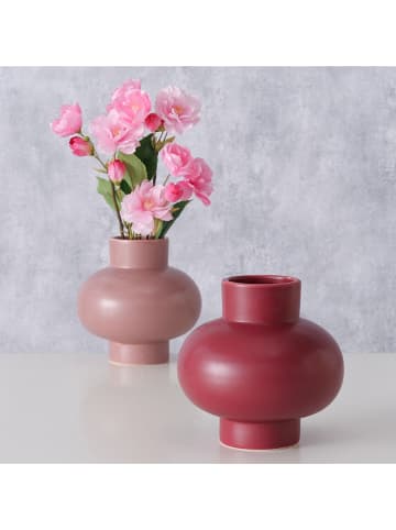 Boltze 2-delige set: vazen "Burgundy" rood/lichtroze - (H)14 cm