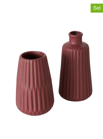 Boltze 2er-Set: Vasen "Esko" in Bordeaux - (H)18 cm