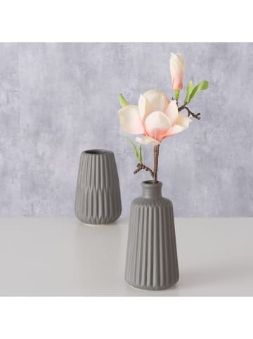 Boltze 2er-Set: Vasen "Esko" in Grau - (H)18 cm