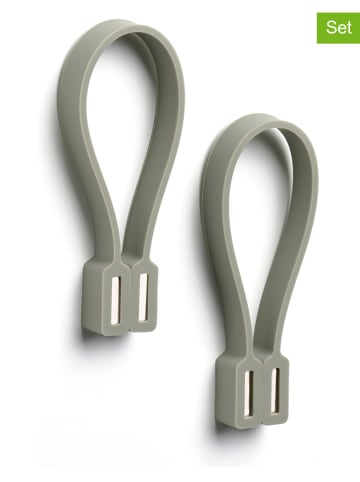 Zone Denmark 2-delige set: handdoekhouders "Loop" groen - (L)8 x (B)5,5 cm