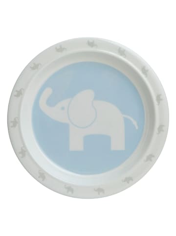 Rätt Start Teller "Elephant" in Hellblau/ Weiß - Ø 21,8 cm
