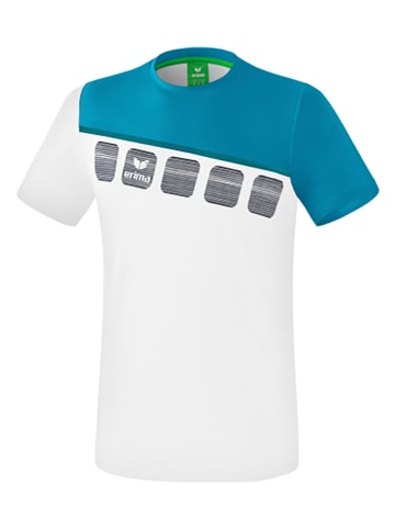 erima Koszulka sportowa "5-C" w kolorze biało-turkusowym