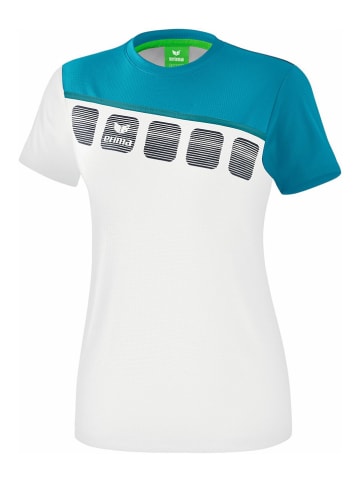 erima Koszulka sportowa "5-C" w kolorze biało-turkusowym
