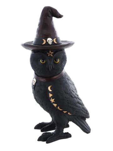 CHAKS Dekofigur "Wizard Black Owl" in Schwarz - (B)16,5 x (H)31 x (T)11,5 cm