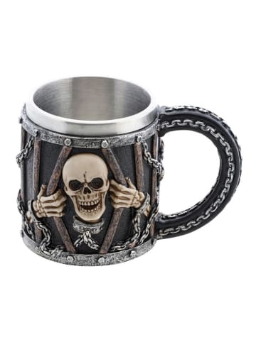CHAKS Beker "Prisonner Skull" zwart/beige/zilverkleurig - (B)9,5 x (H)10 cm