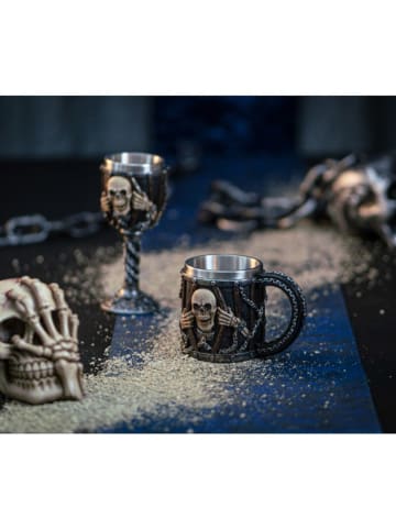 CHAKS Kubek "Prisonner Skull" w kolorze czarno-beżowym - 9,5 x 10 cm