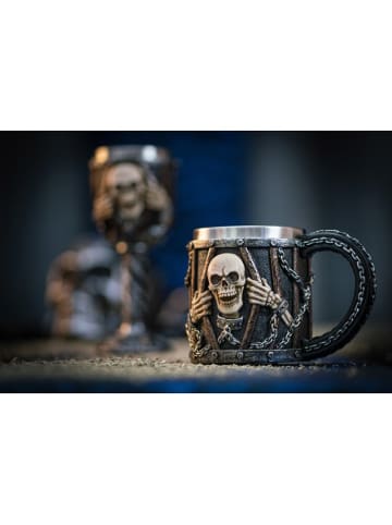 CHAKS Beker "Prisonner Skull" zwart/beige/zilverkleurig - (B)9,5 x (H)10 cm