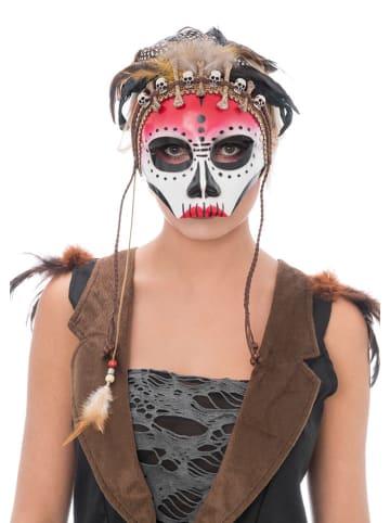 CHAKS Masker "Voodoo Skull" wit/rood/zwart