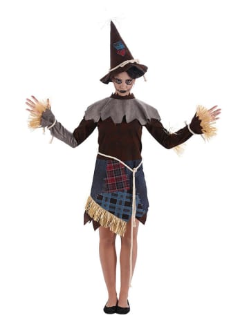CHAKS 3-częściowy kostium "Miss Scarecrow" w kolorze beżowo-brązowo-szarym