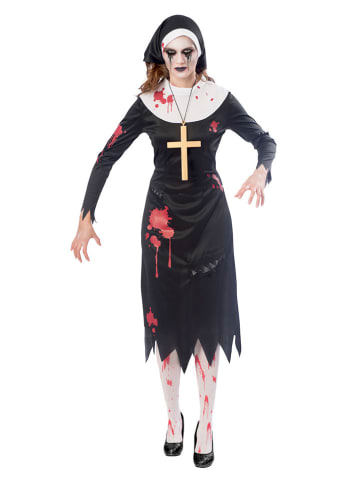 amscan 3-częściowy kostium "Zombie Nun" w kolorze czarno-czerwono-białym