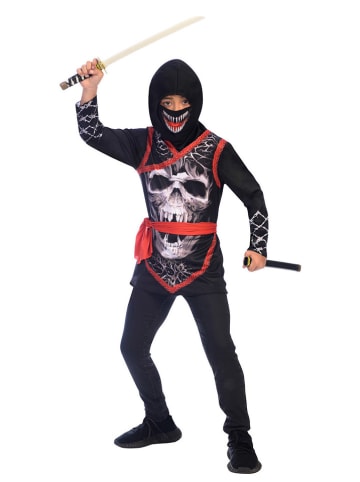 amscan 4-częściowy kostium "Ninja" w kolorze czerwono-czarnym