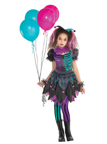 amscan 5-częściowy kostium "Haunted Harlequin" w kolorze czarno-fioletowym
