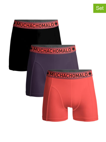 Muchachomalo 3-delige set: boxershorts zwart/grijs/koraalrood