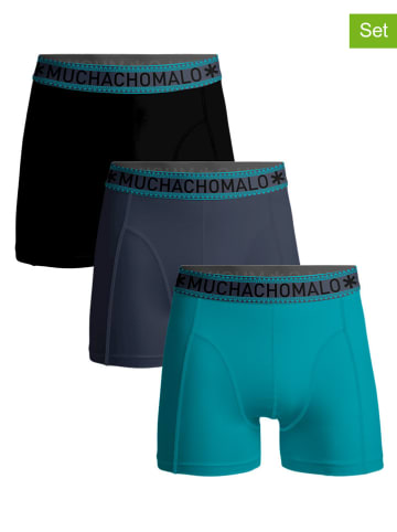 Muchachomalo 3-delige set: boxershorts zwart/grijs/turquoise