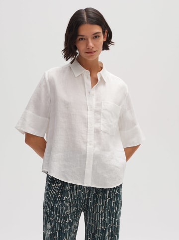 OPUS Lniana bluzka "Fitalia" w kolorze białym
