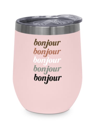 ppd Kubek termiczny "Bonjour" w kolorze jasnoróżowym - 350 ml