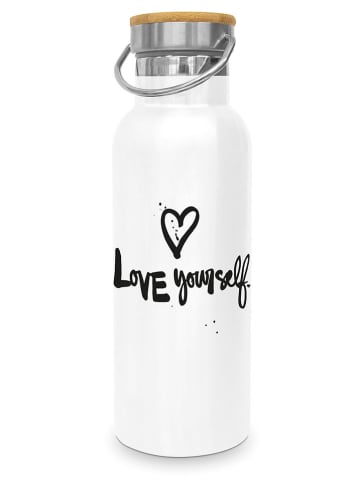 ppd Edelstahl-Trinkflasche "Love yourself" in Weiß - 500 ml